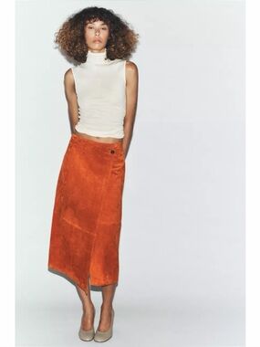 NWT Zara Collection Suede Wrap Skirt size Medium